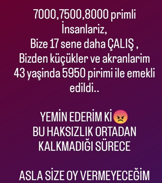 8 Eylül 1999 İşe Giren 38-43 
9 Eylül 1999’da işe Giren 58-60 
yaşında emekli oluyor.
L Ü T F E N ! @eczozgurozel 
Bu Zulme,Adaletsizliğe , Haksızlığa,Eşitsizliğe D U R Deyin.
@herkesicinCHP @TBMMresmi @TBMMGenelKurulu 
@Akparti @isikhanvedat 👇
#KademesizTürkiyeYüzyılıOlmaz