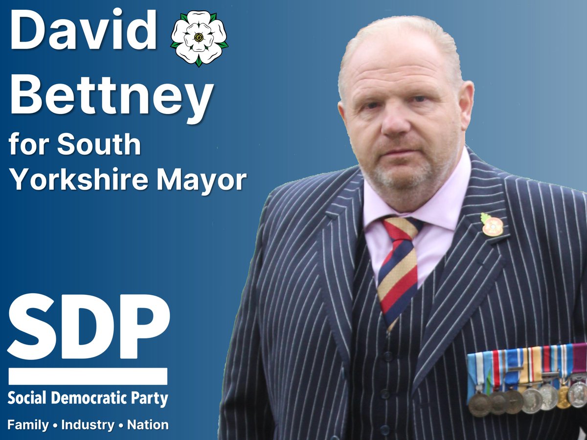 Well done David Bettney for getting 20,835 votes in South Yorkshire, a very respectable 7.6% of the total. Thank you to the @SDPYorksHumber team and everyone who supported David's campaign.