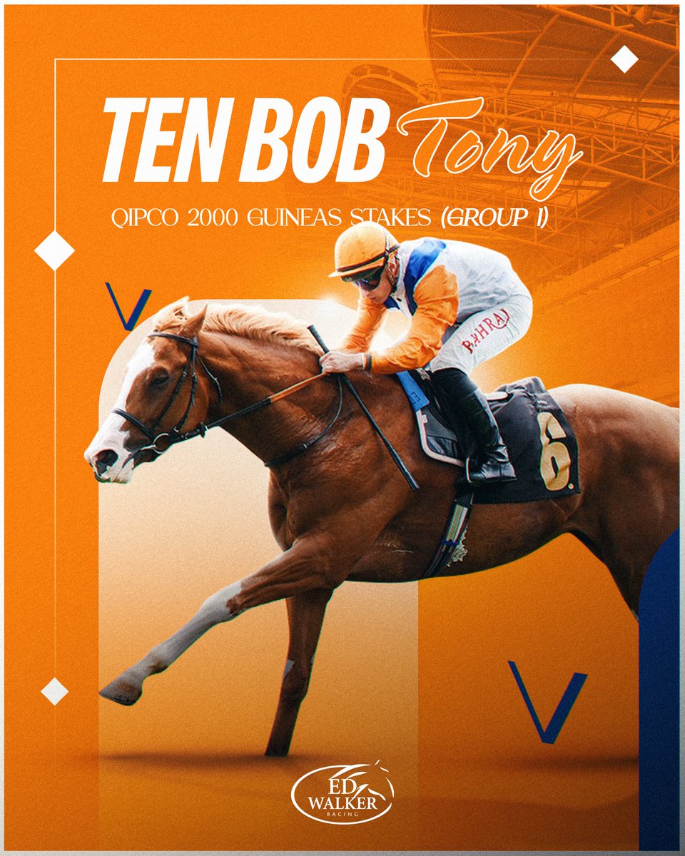 Ten Bob Tony heads to Newmarket this afternoon for the 2000 Guineas. Best of luck to his owners Tbt Racing Limited and all of the team 🤞🏻🏇 #EdWalkerRacing