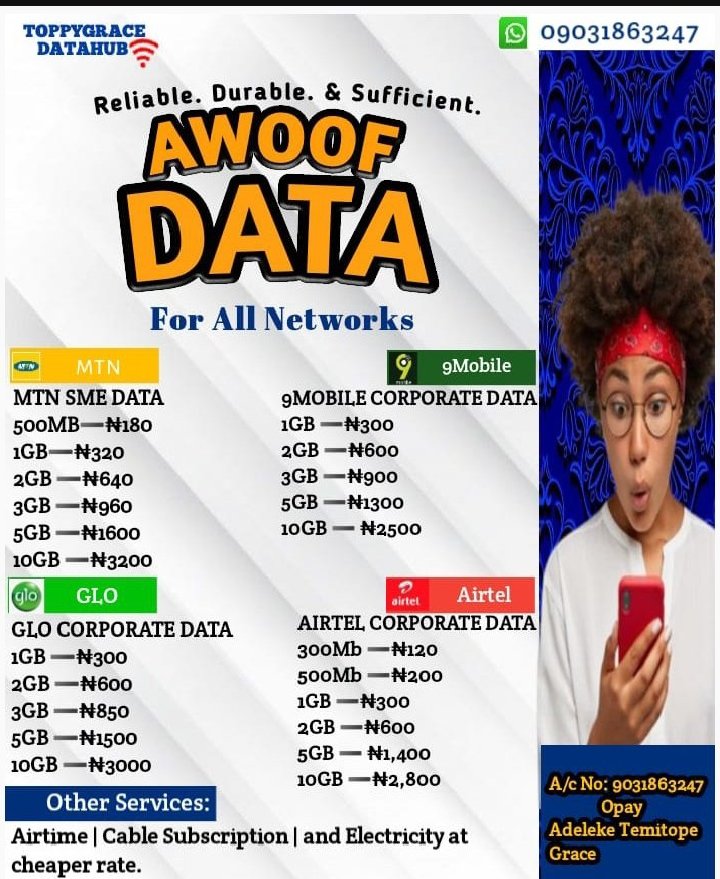 @missangeljames Patronise my data business at affordable price