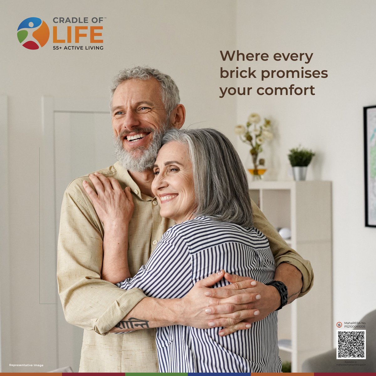 Embrace the essence of living with Cradle of Life, where each moment resonates with safety, comfort, and active-living.

MahaRERA No: P52100049205

#JoyfulLiving #ActiveLiving #DynamicLiving #CradleOfLife #SeniorLiving #TimeForYourself