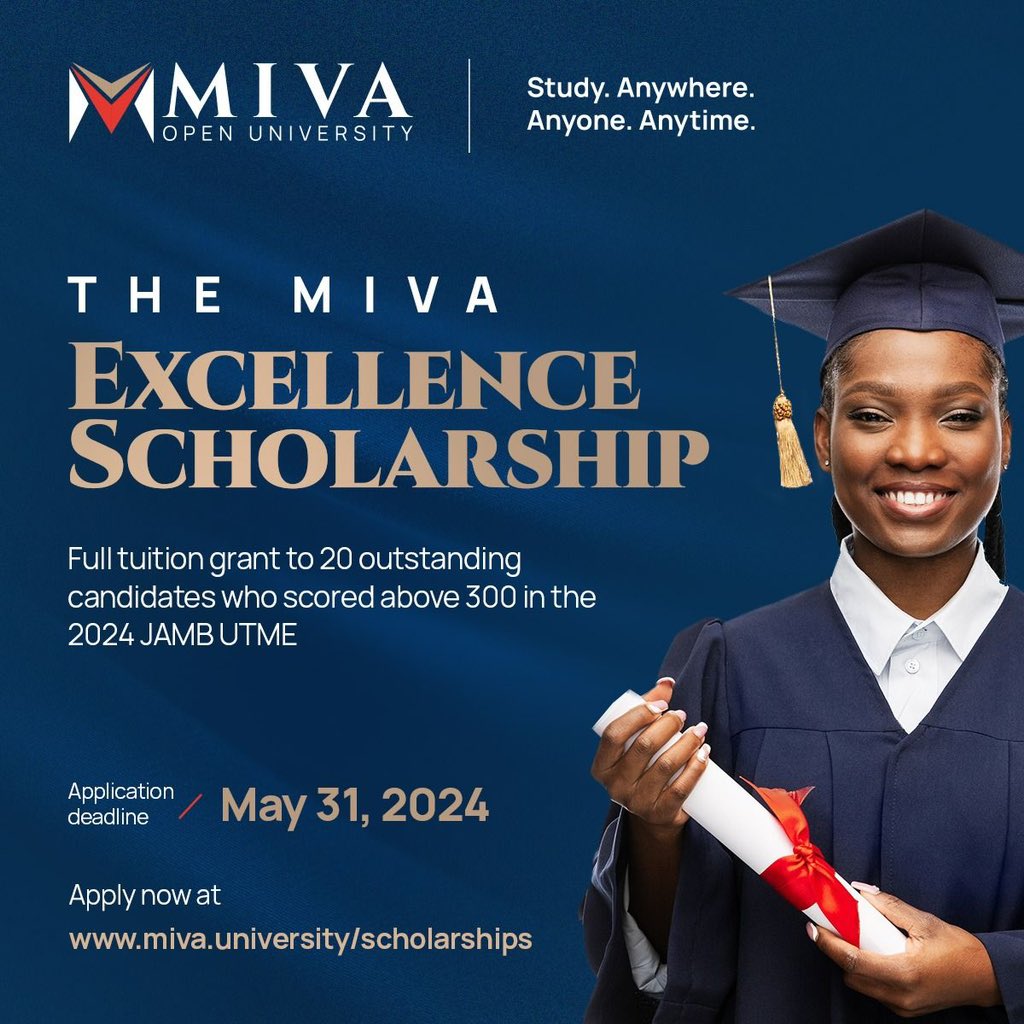 We are thrilled to announce the Miva Excellence Scholarship, a full tuition grant to 20 outstanding candidates who scored above 300 in the 2024 JAMB UTME.