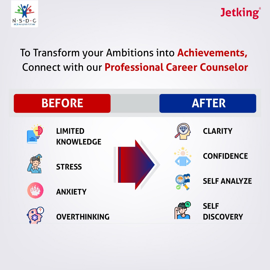 Ready to elevate your ambitions and achieve your goals? 🚀 Connect with our expert career counselors to transform your dreams into reality! 
#Jetking #CareerGoals #AmbitionUnleashed #ProfessionalGrowth #CareerCounseling #DreamBig