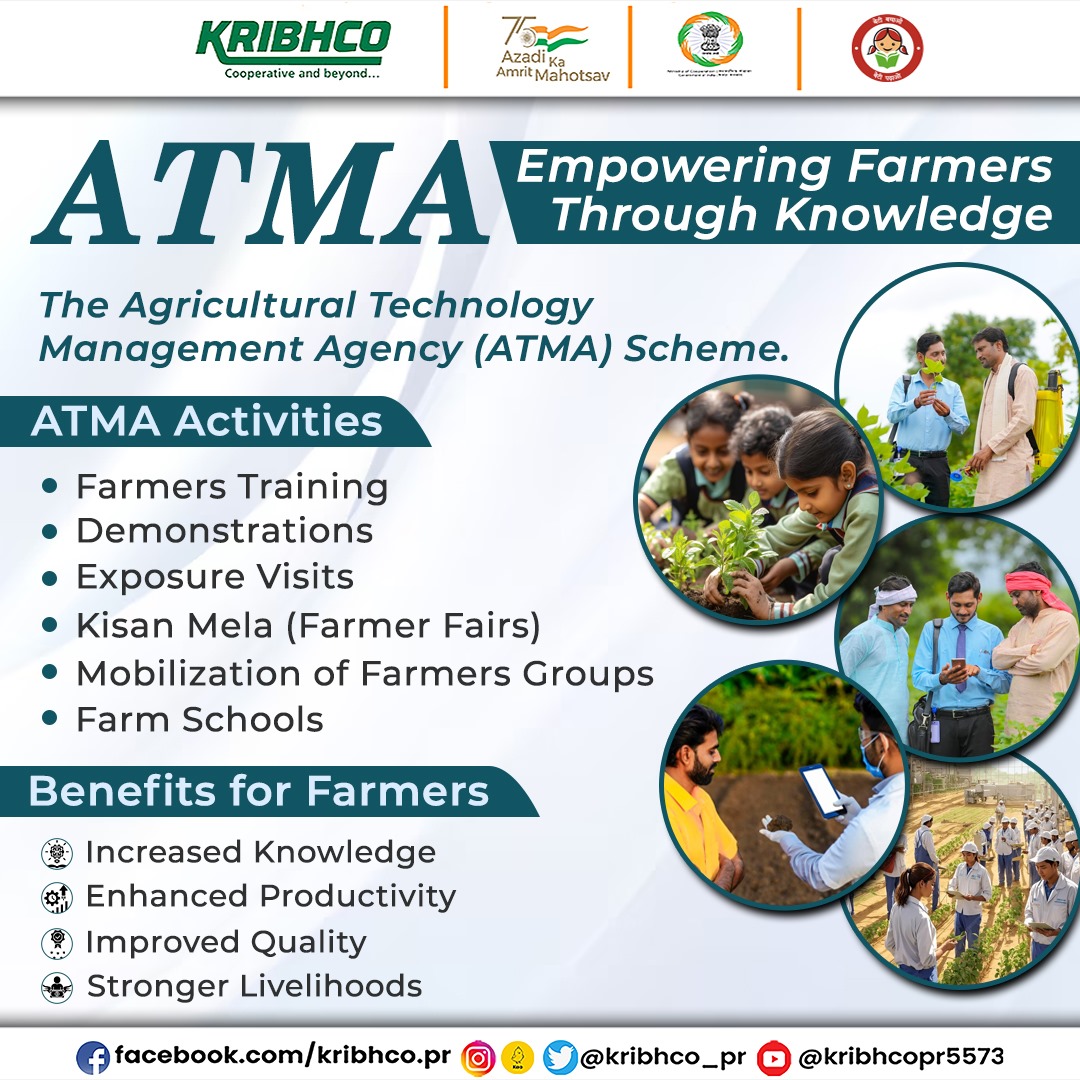 #ATMA scheme educates farmers across India on latest technologies & best practices. Boosting production & building a stronger agricultural sector! #FarmerEmpowerment #AgriKnowledge @MinOfCooperatn @AgriGoI @fertmin_india