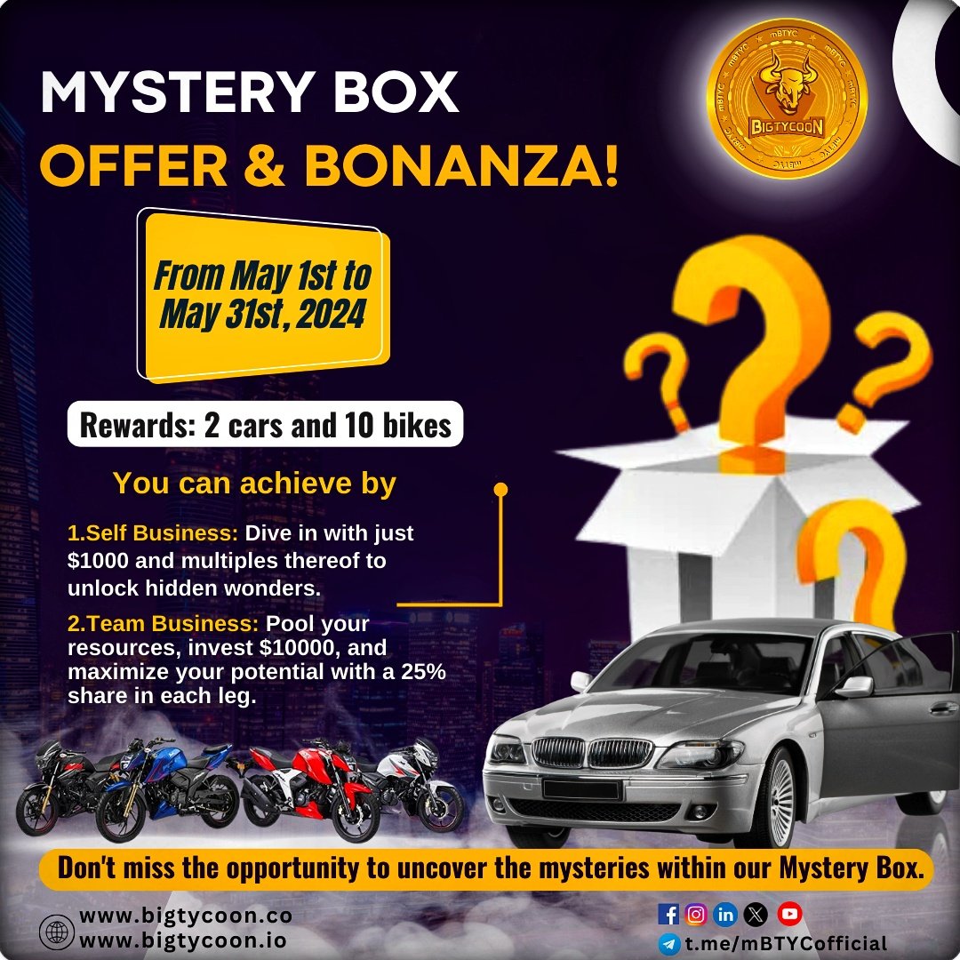 '🚗🏍️ Unlock the thrill! Join our Mystery Box competition and stand a chance to win big – 2 cars 🚙 and 10 bikes 🏍️ are up for grabs! Don't miss out, dive into the mystery today! #WinBig #MysteryBox  #letsdance #bobrisky #DonBelle #crypto #LALISA #Trisha #MOONLIGHTOutNow