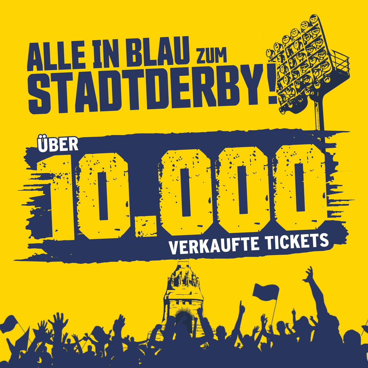 LEIPZIG IN DERBYFIEBER! 💙💛 Es wird voll! Richtig voll! Die magische Grenze von 10.000 verkauften Tickets wurde erreicht! Es gibt noch etwa 700 Tickets. Unser Fanshop Schlossgasse erwartet euch heute von 10 bis 14 Uhr. Online: bit.ly/Lok-Tickets #LOKBSG #leipzig