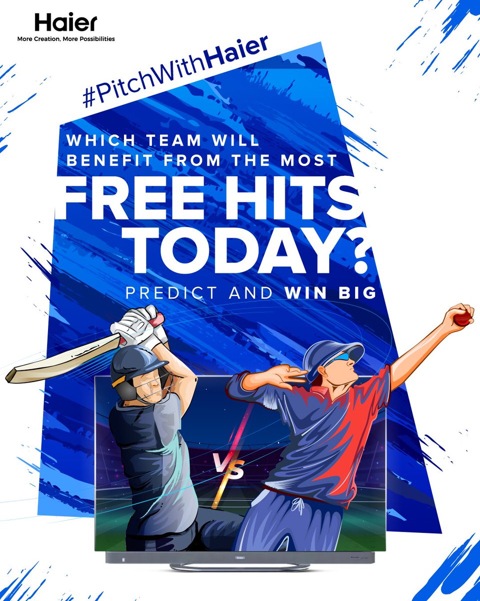 #ContestAlert Which team will get lucky and benefit the most from the free hits today? Predict the team and get a chance to win exciting prizes! Contest Rules - 1️⃣ Follow @IndiaHaier 2️⃣ Tag 3 people and make sure they follow @IndiaHaier 3️⃣ Comment before the match starts