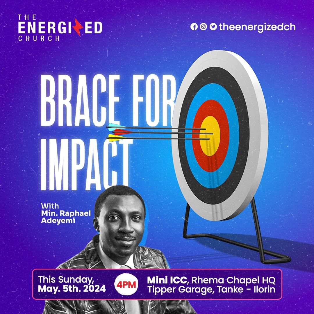 ”Finally, build up your strength in union with the Lord and by means of his mighty power.”

This Sunday, we’ll be learning about how preparation creates a channel for things to happen.
Join us, as we learn about “BRACE FOR IMPACT”.

#braceforimpact
#theenergizedchurch