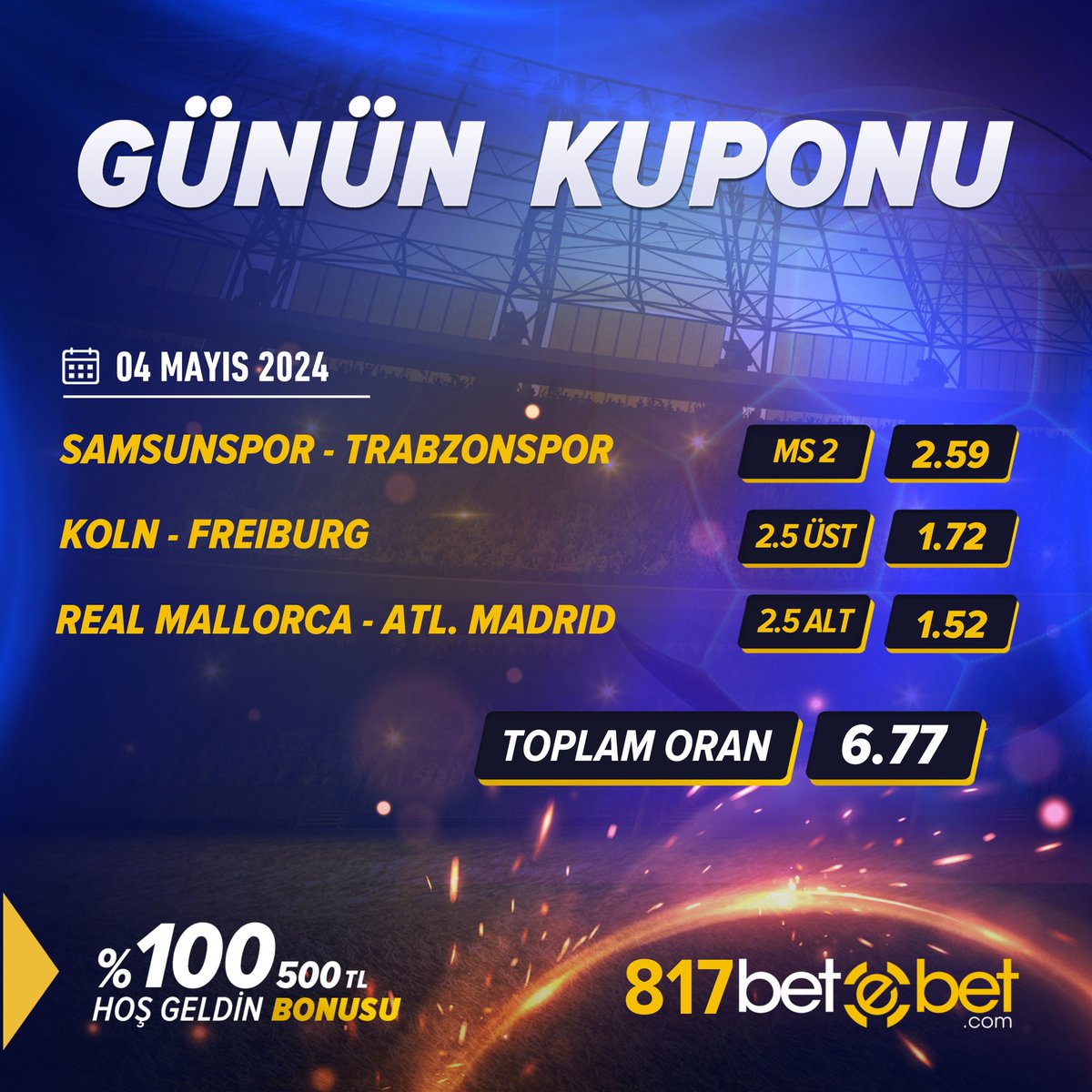 Günün Kuponu Toplam Oran:  6.77