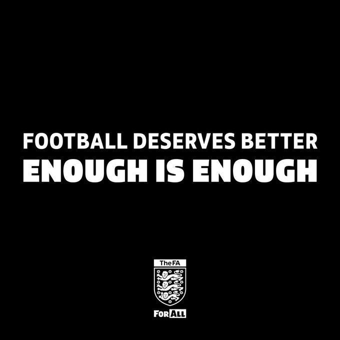 Together, we can improve behaviour in grassroots football. If you see racist, sexist or homophobic behaviour at your club, don’t be afraid to speak up. Tell us and we’ll tackle it. There’s no space for hate. #EnoughIsEnough