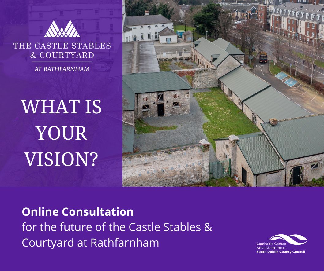 Do you have a vision for the Castle Stables and Courtyards at Rathfarnham?  Please share it with South Dublin County Council by taking party in our public consultation:  buff.ly/44ybNvl 
#shareyourvision