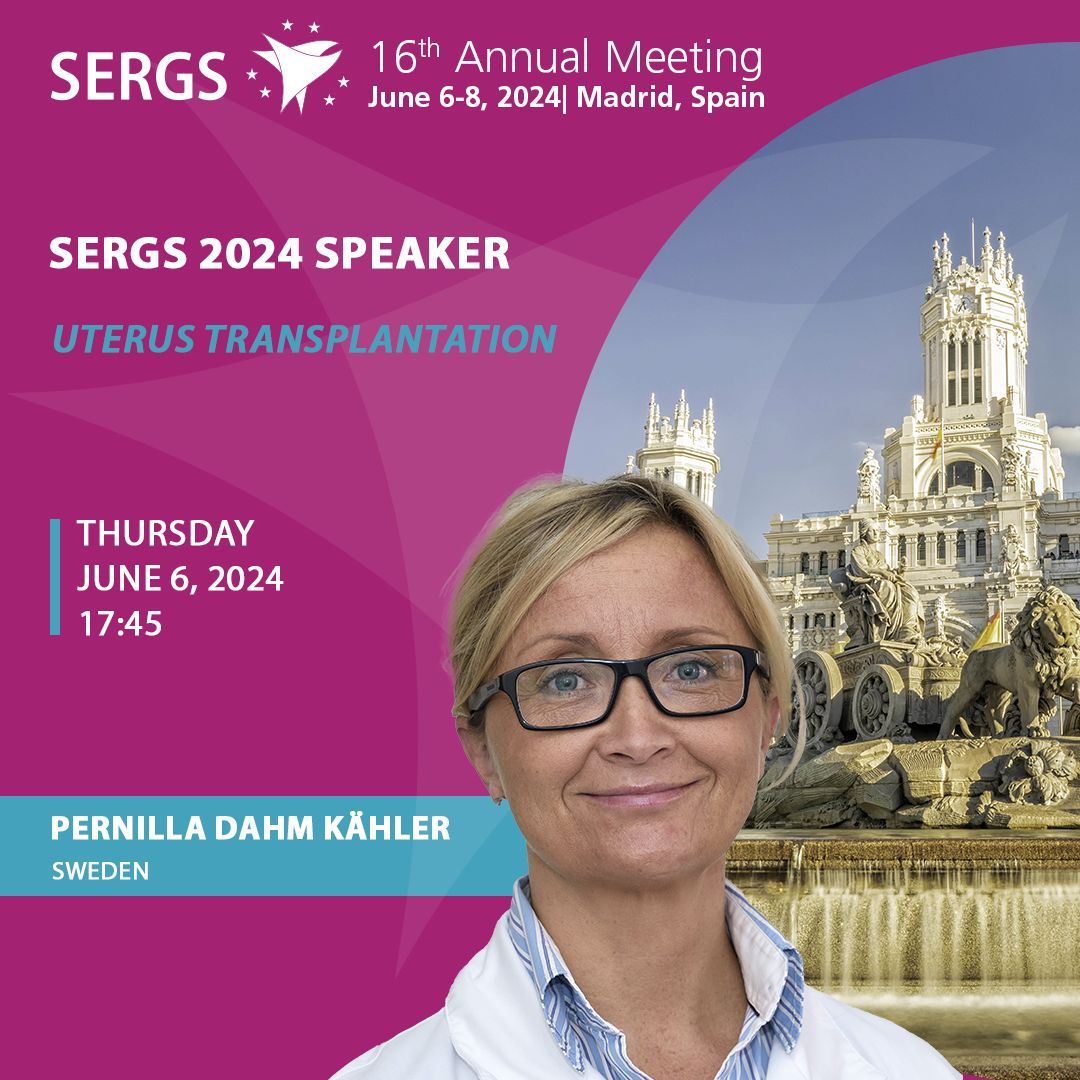 We welcome Pernilla Dahm Kähler 🇸🇪 to the podium at #SERGS2024 in Madrid next month! Don’t miss her presentation on uterus transplantation! Join her and all our other delegates at our conference on robotic gynaecologic surgery, June 6–8. See you there!