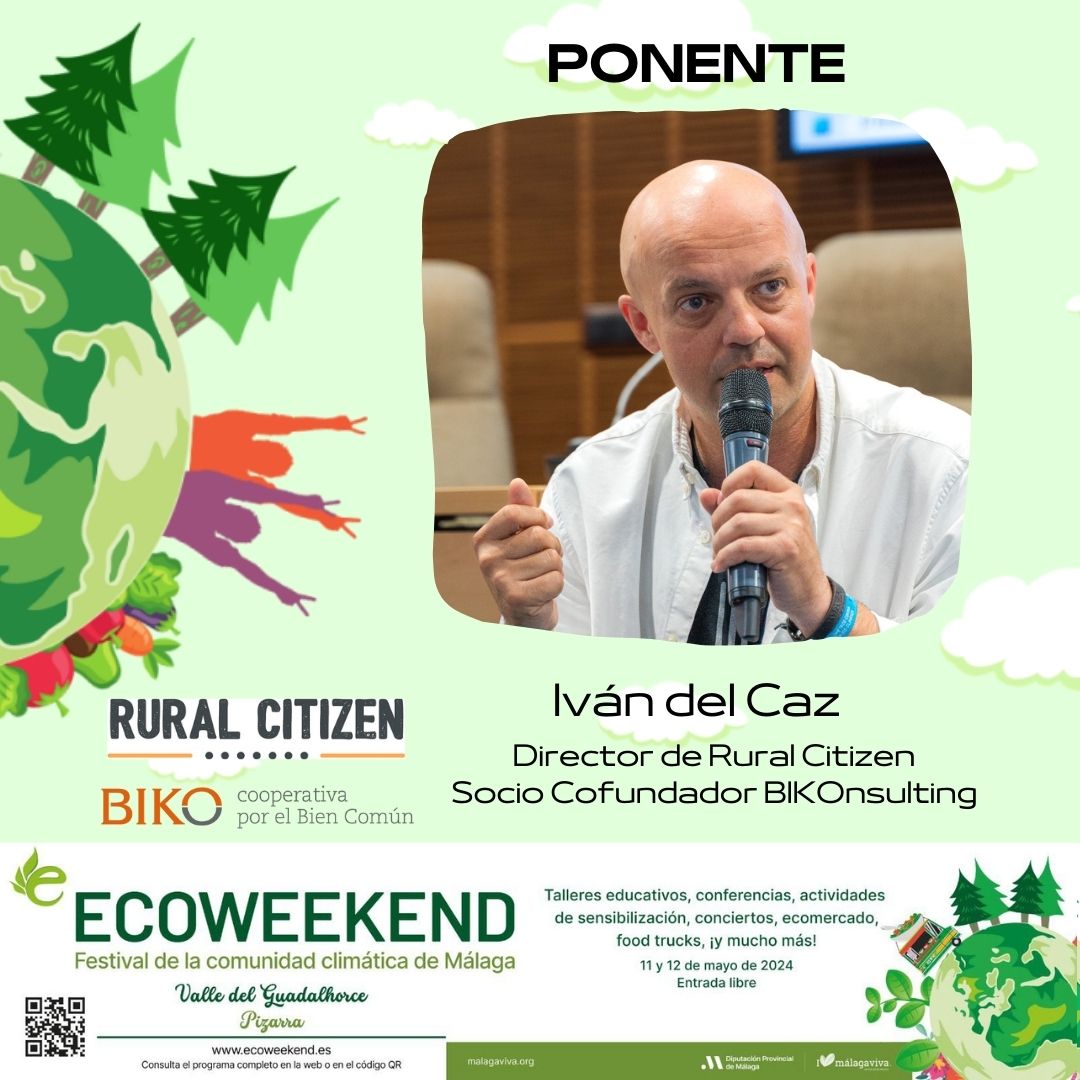 El domingo 12 en #ecoweekend abordaremos la importancia de crear comunidad ante los retos del cambio climático Súmate a esta mesa de debate donde charlaremos desde la innovación rural y las experiencias que ofrece. Conoce los ponentes 👇🏻  Iván del Caz de @bikonsulting