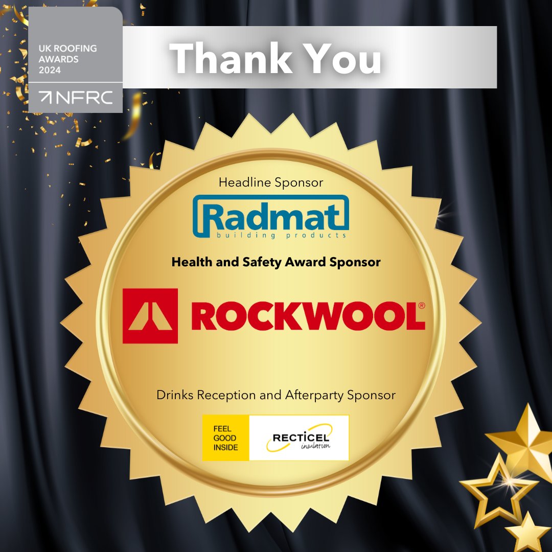 🌟 Thanks again to @ROCKWOOLUK for sponsoring the Health & Safety category at the UK Roofing Awards. Less than one week to go! Who's joining us on Friday? #RA2024 #RoofingAwards