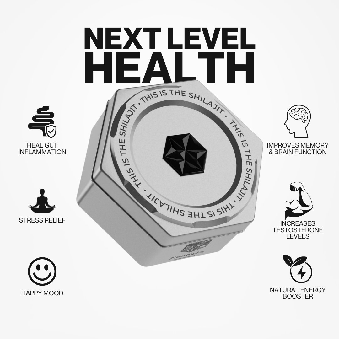 Some Benefits Of Our Shilajit:

✅ HEAL GUT INFLAMMATION
✅ STRESS RELIEF
✅ HAPPY MOOD
✅ IMPROVES MEMORY & BRAIN FUNCTION
✅ INCREASES TESTOSTERONE LEVELS
✅ NATURAL ENERGY BOOSTER

#inootropics #fightfatigue #testosterone #testosteroneboost #sexualhealth #realshilajit