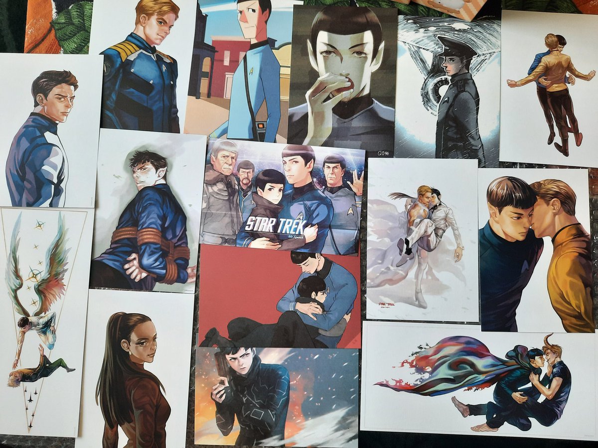 Ahhhh someone was selling off old Spock fanevent books and merch in korea so I bought them from the person and god I'll be eating for days.. 
So cute... n godly art for all of them 😭.. excited to read the fics too

Ngl i am actually crying at the dates of these prints/events