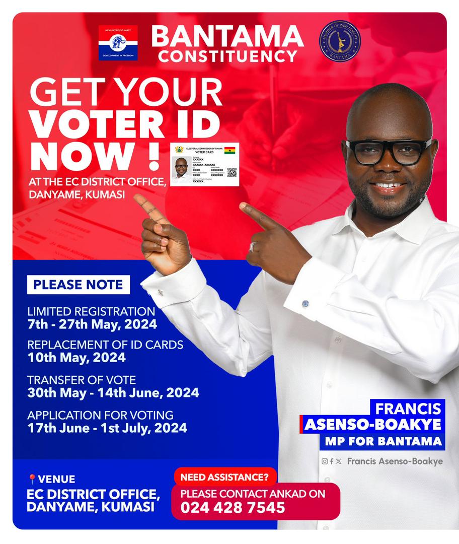 Get Your Voter ID Now!

#ItIsPossible
#Bantama4Asenso