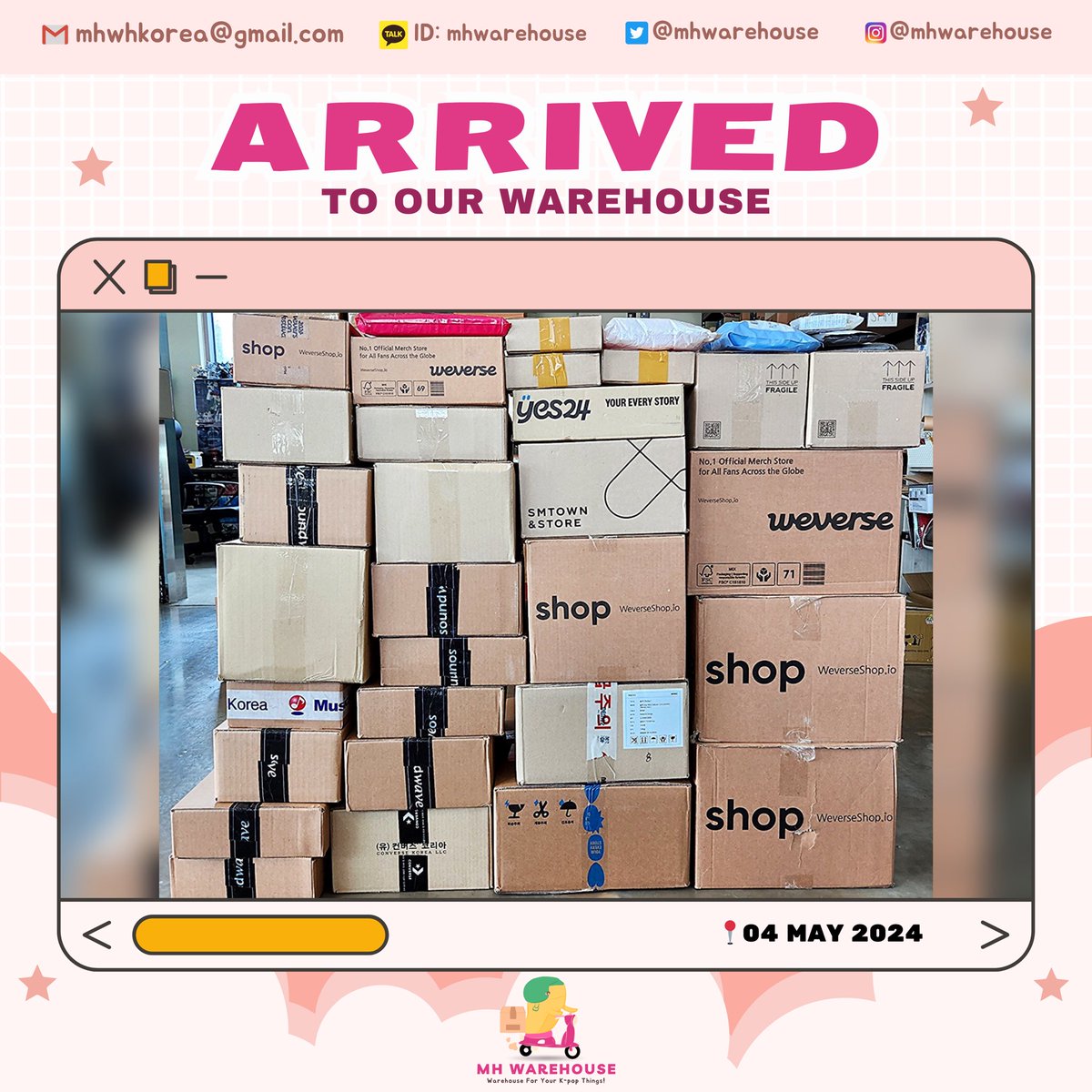 📍Arrived 04.05.24
Looking for trusted warehouse in Korea? Feel free to join us!🏡
#koreanwarehouse #koreanproxy

💌kaddy Korean kr consol address proxy kpop comeback go wts bunjang blackpink newjeans illit aespa straykids bts nct dream tds bangtan bang yedam lisa jennie jungkook