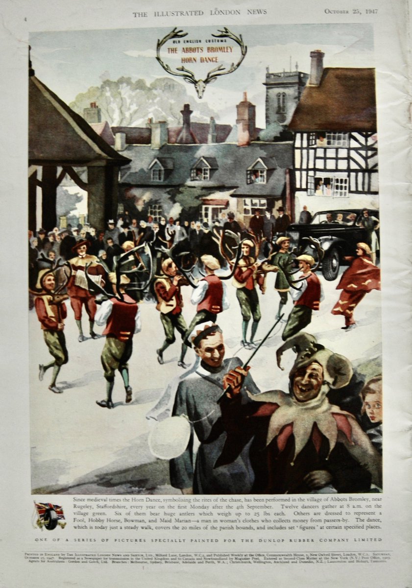 I have 2 of these full page colour adverts being listed later.  They are from 1947.  If anyone interested please contact me. #AbbotsBromley #HornDance #EnglishCustoms #Events #Medieval #Rugeley