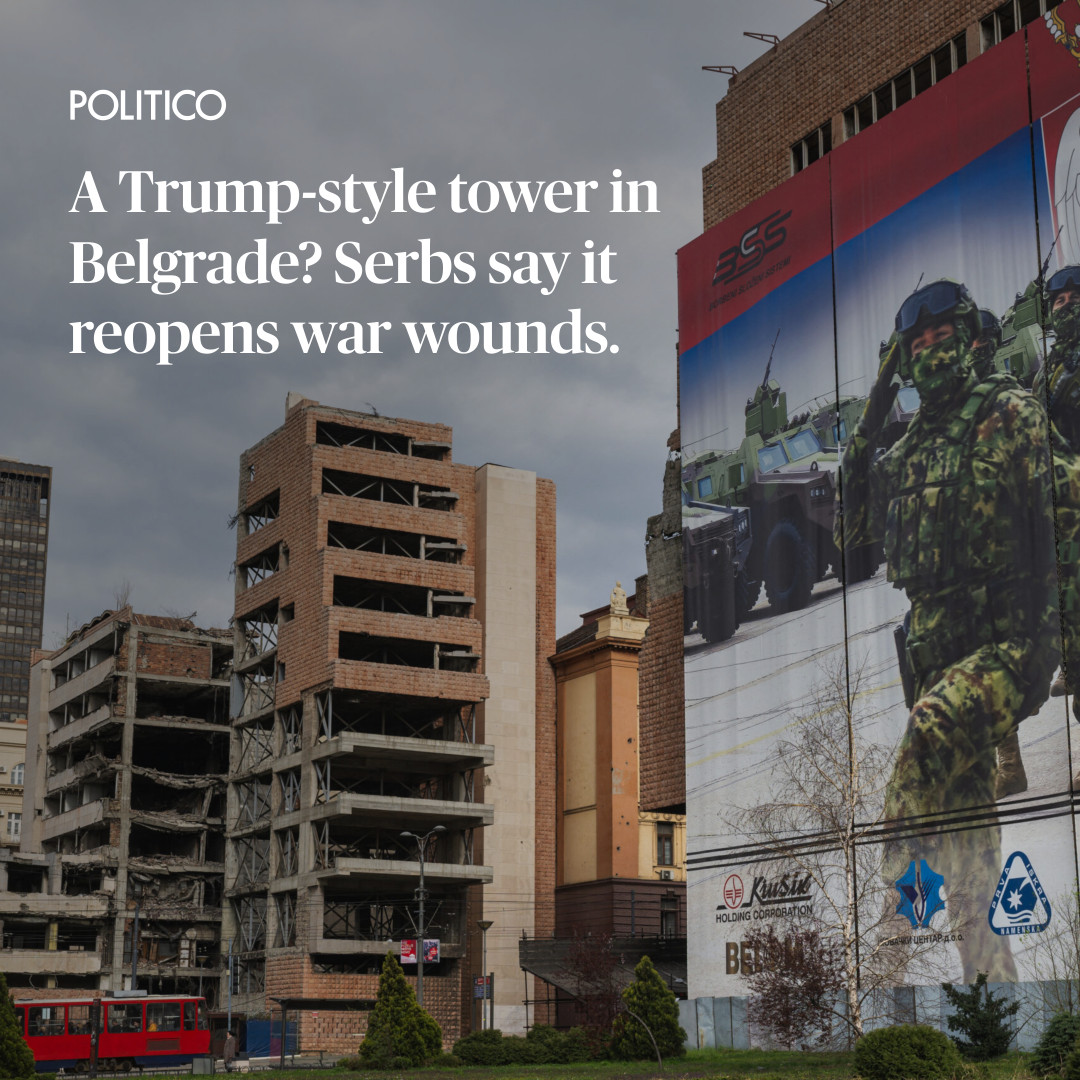 Donald Trump's son-in-law Jared Kushner plans to redevelop an informal memorial to the 1999 NATO bombing in Belgrade into a high-rise complex. The proposal has generated no shortage of outrage in Serbia. 🔗 trib.al/NxjHK7o