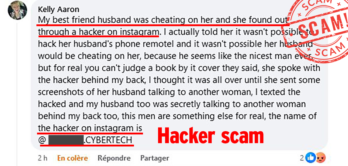 ** Spying Scams ** Don’t be fooled by fake hackers claiming that they can spy on your husband of wife’s electronic devices to know if they are cheating. It’s a scam to steal your money. #scam #fraud #hacker #spying #surveillance