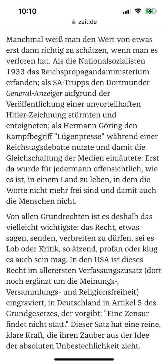 Meine Liebeserklärung an den Zauber einer freien Presse: „Dieser Zauber muss, das ist eine Lehre der Geschichte, immer wieder aufs Neue verteidigt werden. Er ist nichts Statisches, sondern ein Geschenk, das eine Demokratie sich selbst gemacht hat und das gepflegt werden muss.“