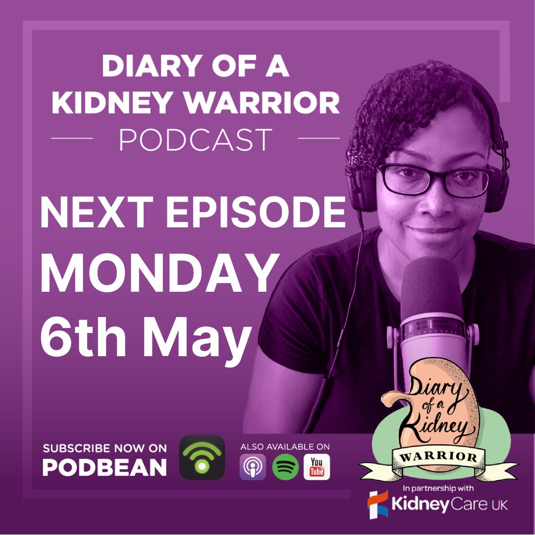 🎧 The next episode of #DiaryofaKidneyWarrior podcast is out on Monday! 🤔 Apple Podcasts? Spotify? Podbean? Let us know how you listen to your podcasts! 🎙️ In the meantime, you can listen to previous episodes here kidneycareuk.org/get-support/po…