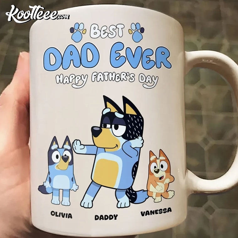 Best Dad Ever Bluey Family Happy Father's Day Personalized Mug #BestDadEver #Bluey #HappyFathersDay #koolteee koolteee.com/product/best-d…