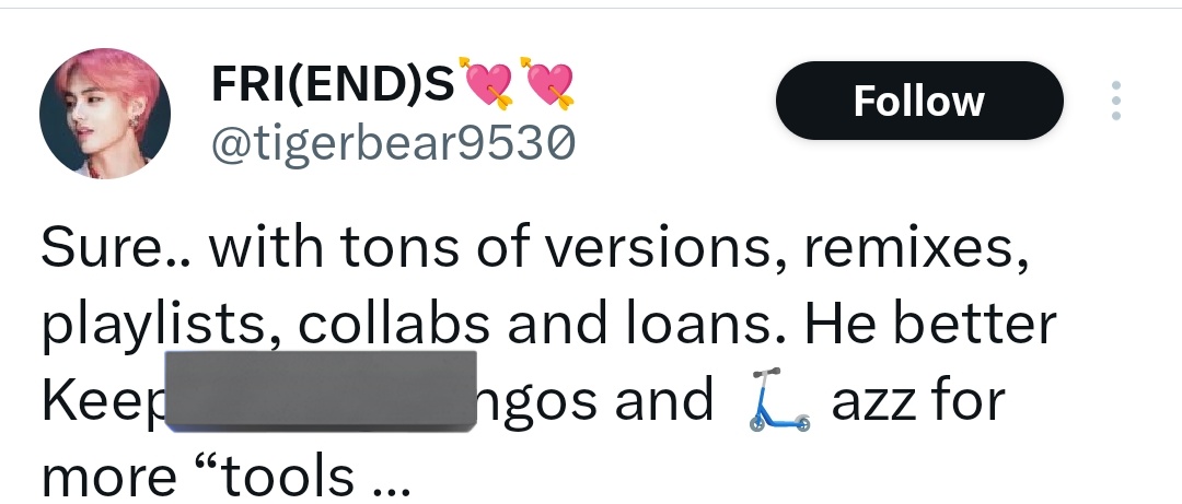 Funfact:

Toad's MVs reaching 50M views- 3🤡
Jungkook's audios reaching 50M- 4

Audios, SoundCloud releases ending this irrelevant toad🤣 and bro is talking about remixes/versions 🤣🤣