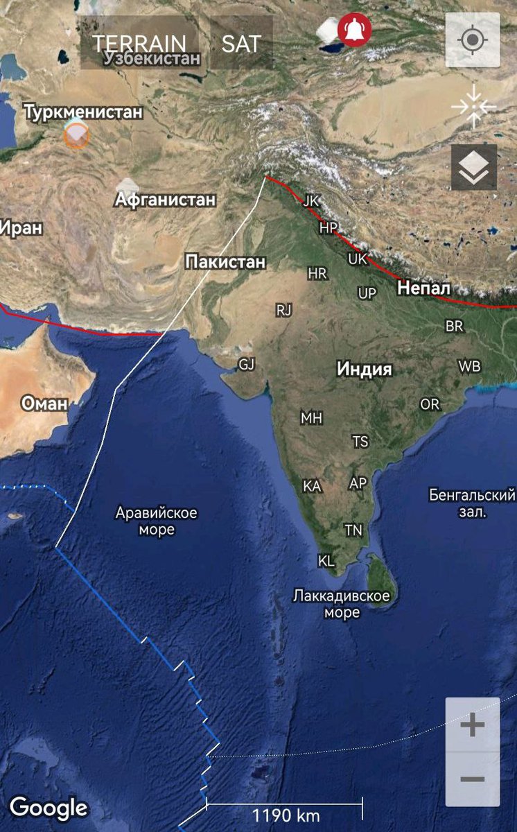 The tracer along the western plate boundary from the #ArabianSea along the rotation of the #HindustanPlate is very interesting.  With a shift it abuts Nepal.Pulls on M8.The likelihood of a strong event (M6-8) in the Himalayan/Tibet region remains valid until May 13th. #earthquake