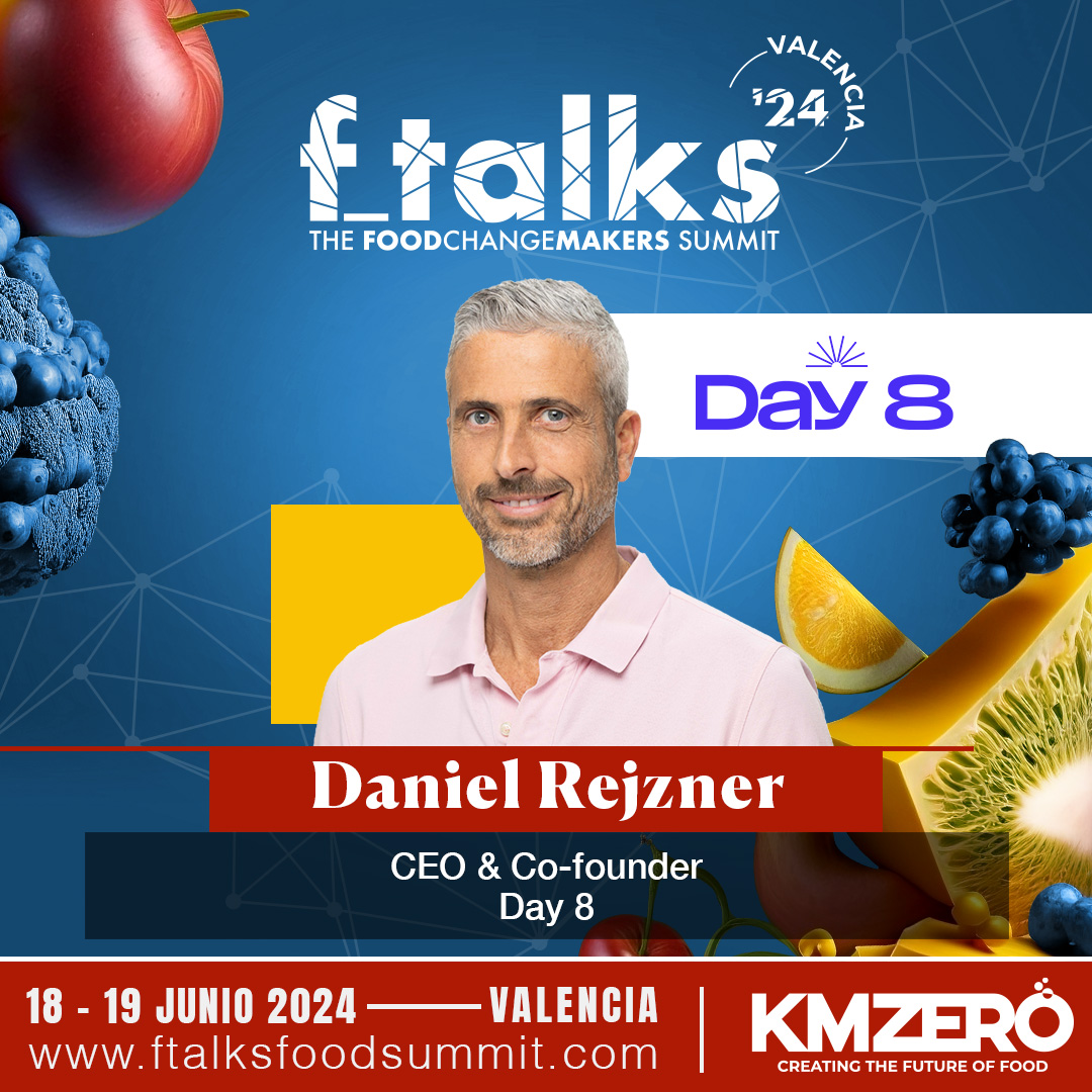 👏Daniel Rejzner, CEO y cofundador de #Day8, se une a #ftalks24 como #speaker. Explora sus innovaciones en la industria #agroalimentaria, convirtiendo residuos en recursos valiosos como fibra y proteína de alta calidad. 📅 18 y 19 junio 📍Biohub 🎟️ftalksfoodsummit.com/valencia24