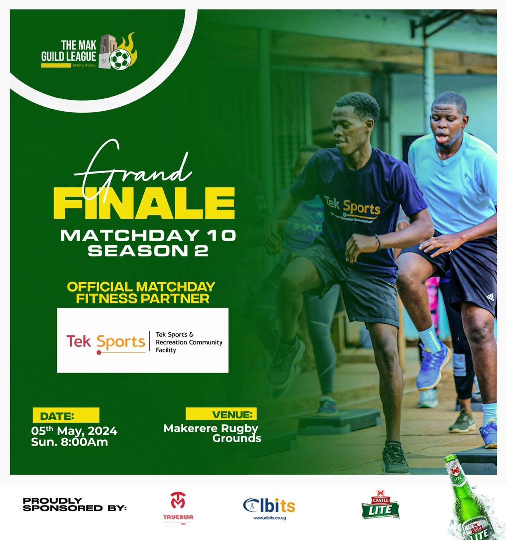 Don't miss @makerere Guild league finale happening tomorrow. @teksportsrcf is the official fitness partner of this epic showdown. Come One, Come All. #KeepItAtTekSports #MakGuildLeagueS2