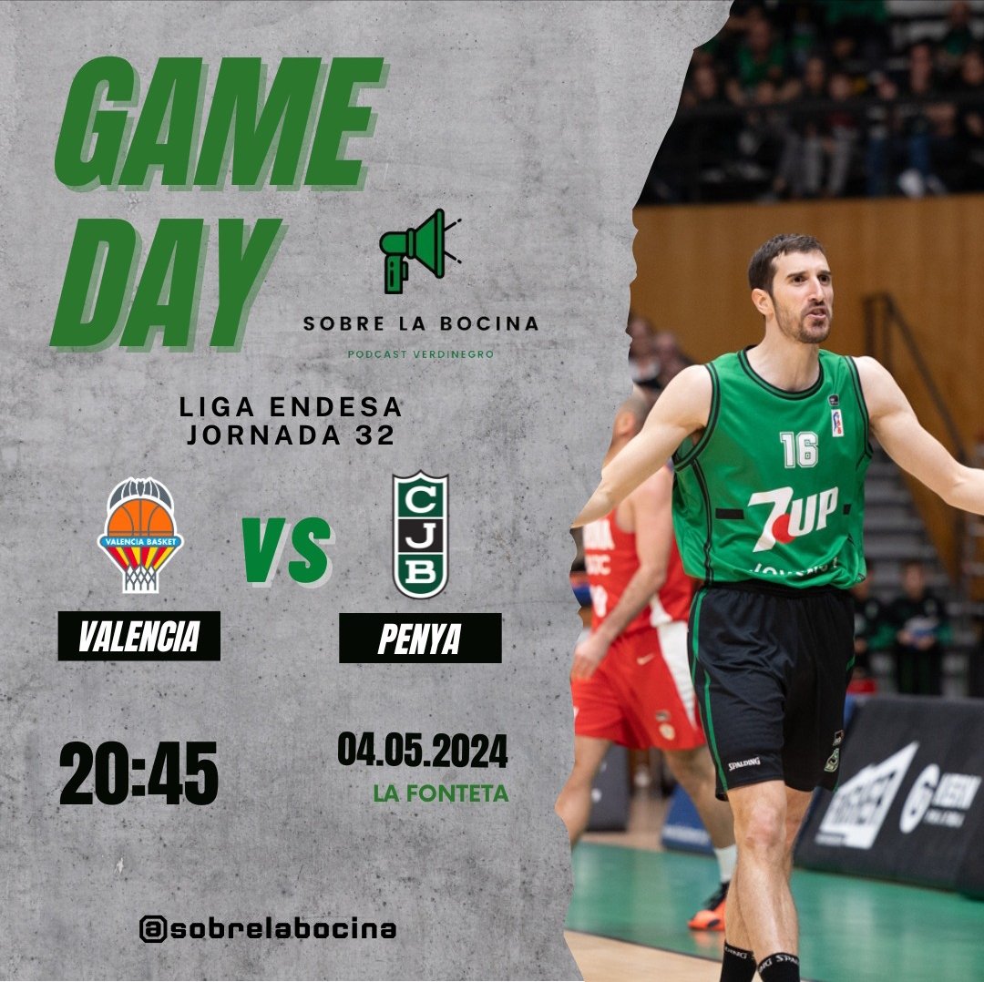 ☀️ Bon dia, bociner@s! 📅 GAMEDAY 🆚 VALENCIA BASKET ⏰ 20:45h 📍 La Fonteta 🏆 Lliga Endesa - Jornada 32