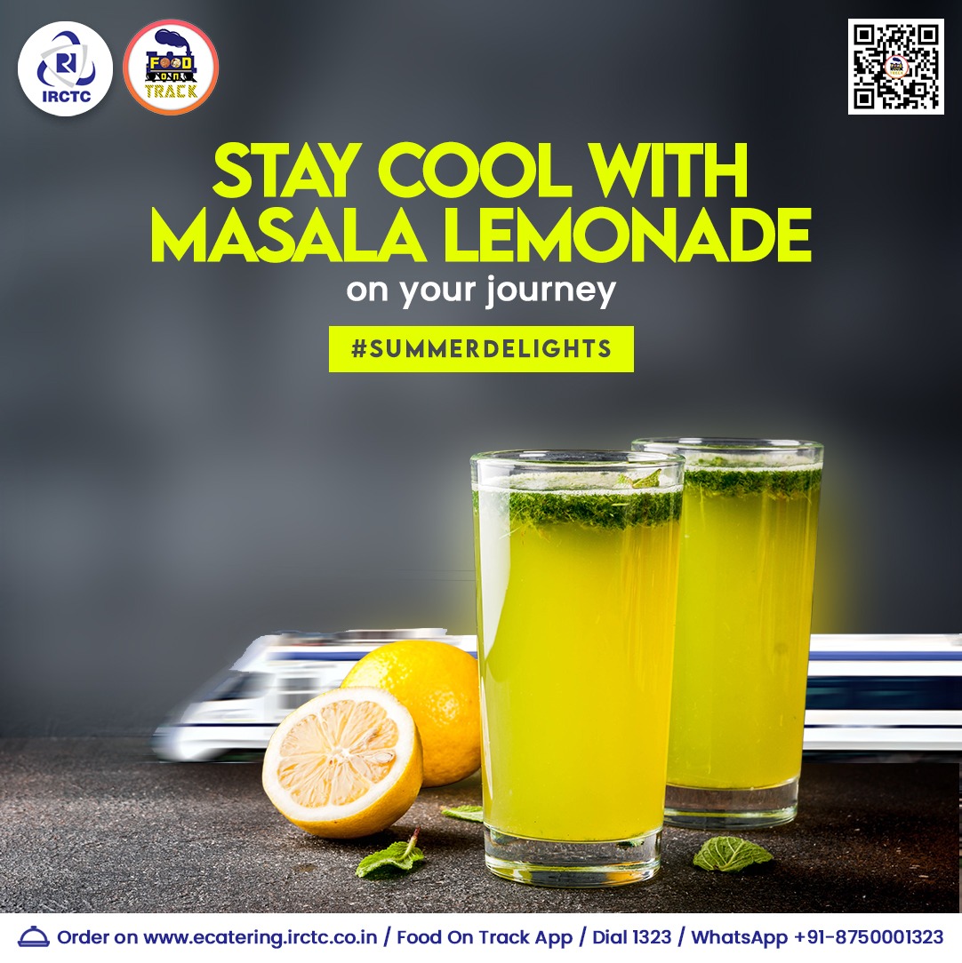 Don't let the summer heat get to you. 🥵

Stay cool on your journey with Masala Lemonade from IRCTC eCatering. 🍋🥤

🌐Click on ecatering.irctc.co.in
👉Install #FoodOnTrack app 
📞1323/WhatsApp +91-8750001323 

#trainfood #foodintrain #summerdelights #orderandrelax