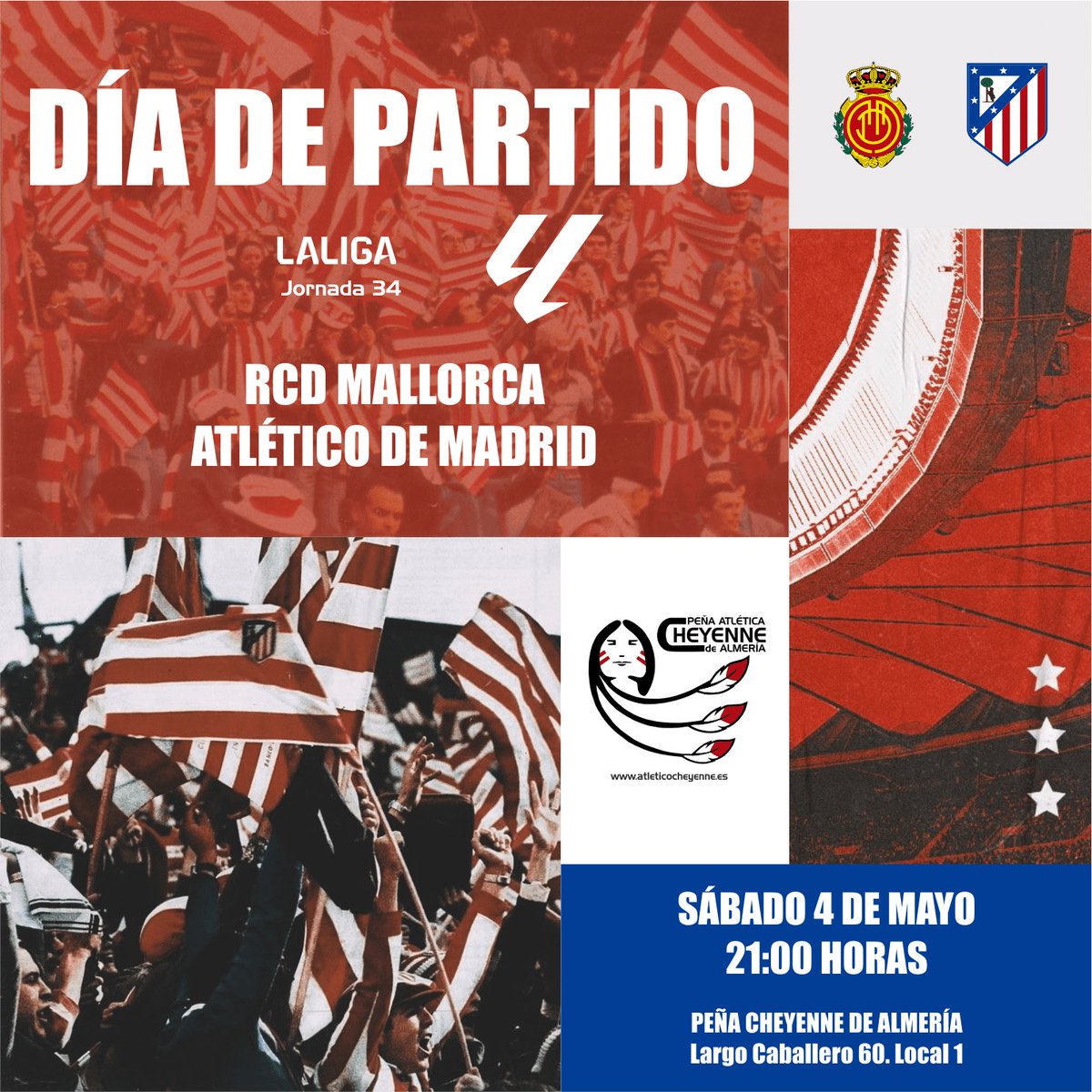 Día de partido. Hay que ganar fuera de casa. @Atleti #AtléticodeMadrid #AúpaAtleti #ForzaAtleti #MallorcaAtleti