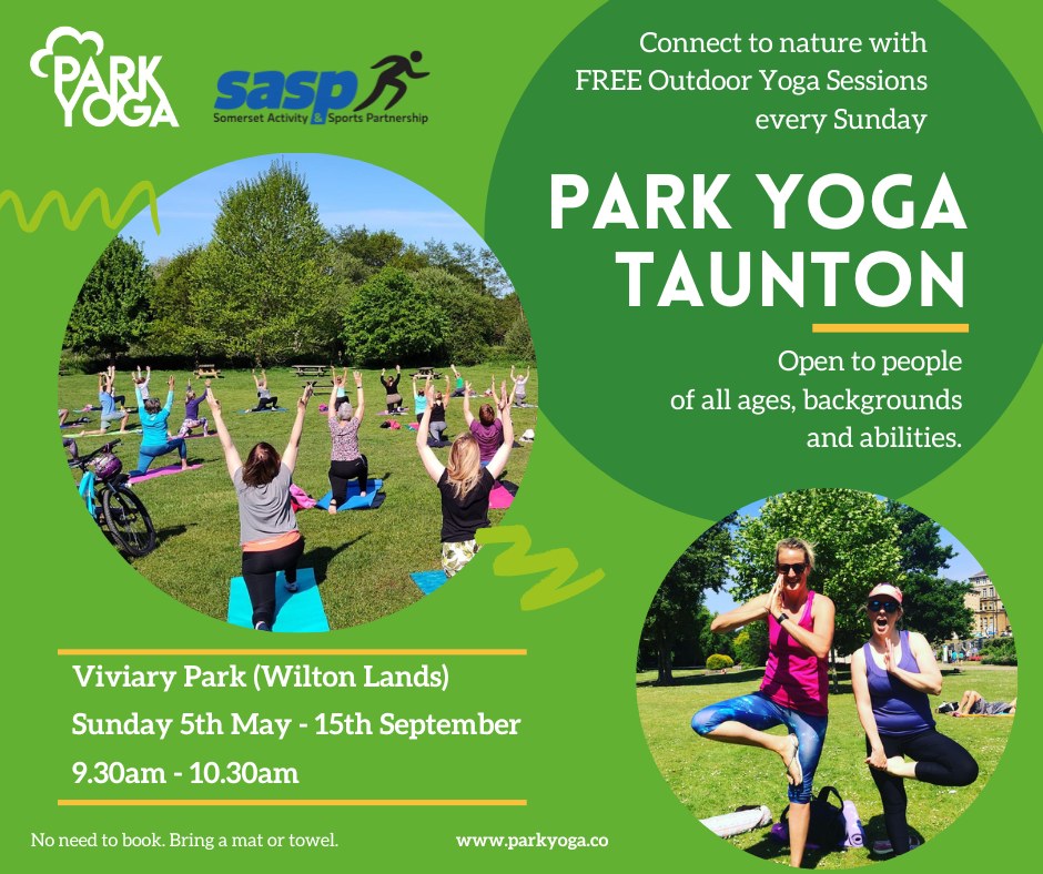 Park Yoga Taunton returns tomorrow! 🧘💚

Enjoy this free opportunity to get back to nature and get outside! Open to all abilities and there is no need to book, just bring a mat or a towel! See you there! #BeActive #Taunton #Somerset #TauntonYoga #ParkYoga