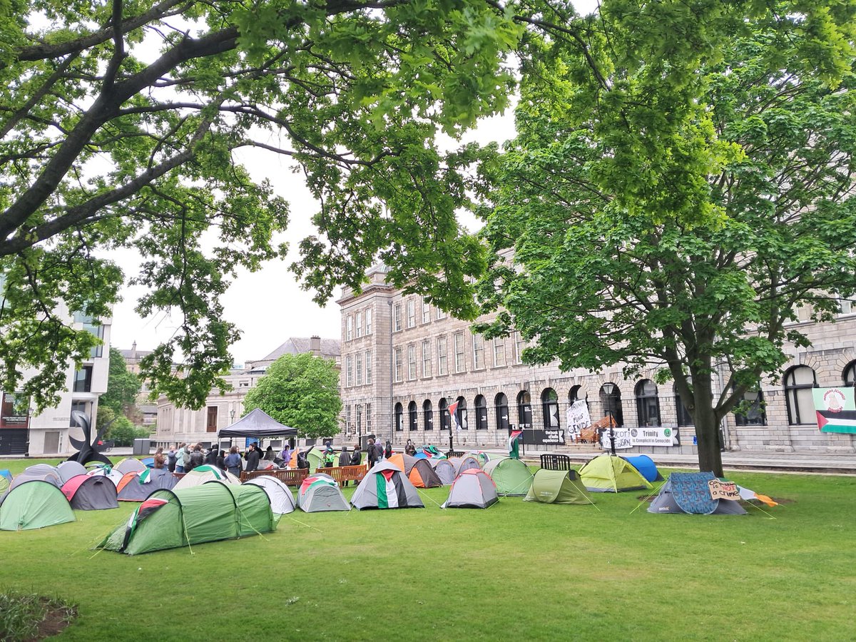 Last night & this morning at TCD’s encampment in support of Palestine. If you’re Trinity staff, bring your Trinity ID and head on over to support the students and their demands.