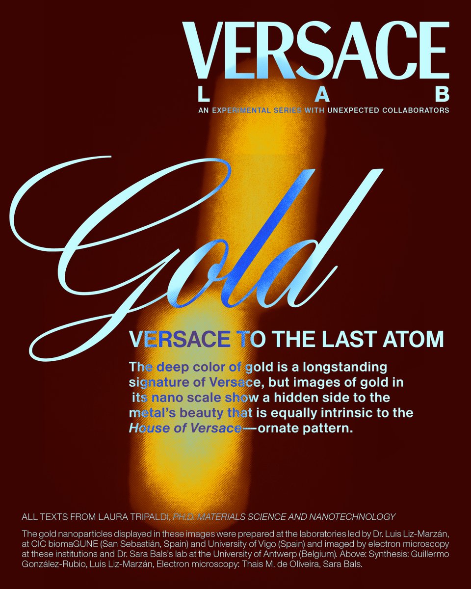 Versace's tweet image. 1/3​

Gold: Versace to the Last Atom​

The first feature from Versace LAB, an experimental series with unexpected collaborators.​

#VersaceLAB​
#VersaceSS24​
#Versace