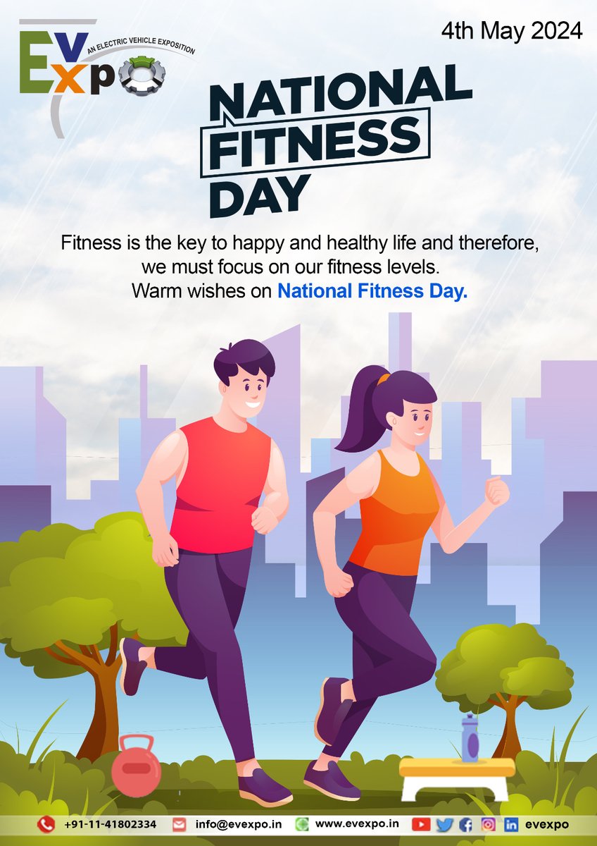 🎉 Celebrate National Fitness Day with EvExpo! 🚴‍♀️ Get ready to revitalize your health and embrace an active lifestyle at EvExpo. Join us for a day packed with exciting fitness activities, from exhilarating cycling challenges to invigorating yoga sessions. 

#nationalfitnessday🏋️‍♂️