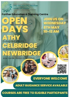 Open day - Courses- computer studies, business, eBusiness, healthcare, nursing, green skills. Come along for more information on new courses starting in Autumn for people looking to upskill @KWETB @LeadwithKWETB @SOLASFET @FETRC_DCU @FETColleges_IE @KWETBAliss @Thisisfet #KWETB