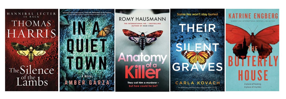 #BOOKCOVERS
The trend to feature a butterfly on the cover, denoting psychological thriller / thriller started with The Silence of the Lambs by Thomas Harris 

It is once again gaining traction. I wonder why a butterfly represents such malevolent human psyches. Any thoughts?