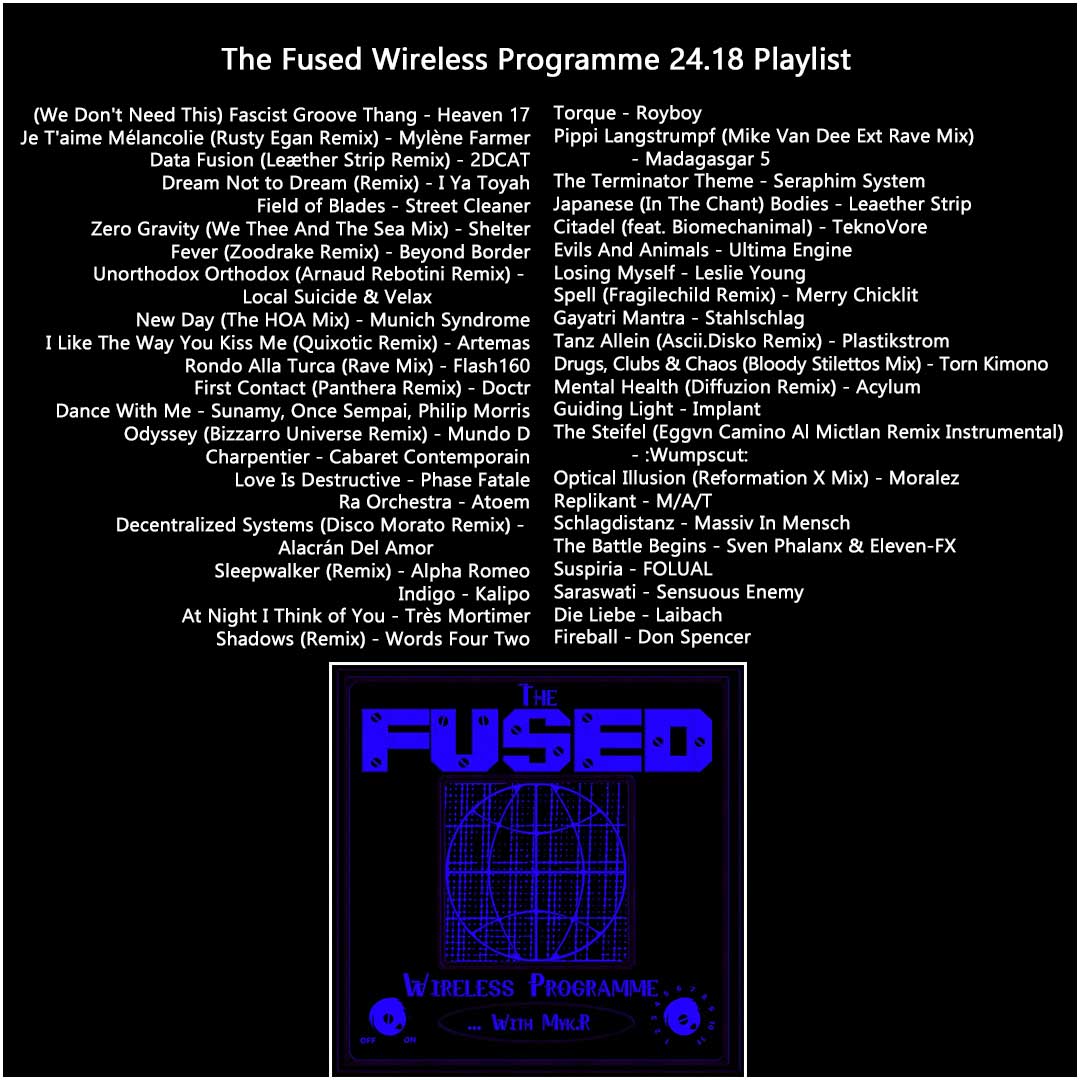 You can now hear The Fused Wireless Programme 24.18 via fused.thenovalounge.com/valve/2024/04/… @bigsatsumaradio @LDRwaves @wcblackpool #EBM #Industrial #Electropop #electronicmusic #avantgarde #onlineradio #mykr #submissions #newmusic #allaboutthemusic #mixlettes #mixcloud