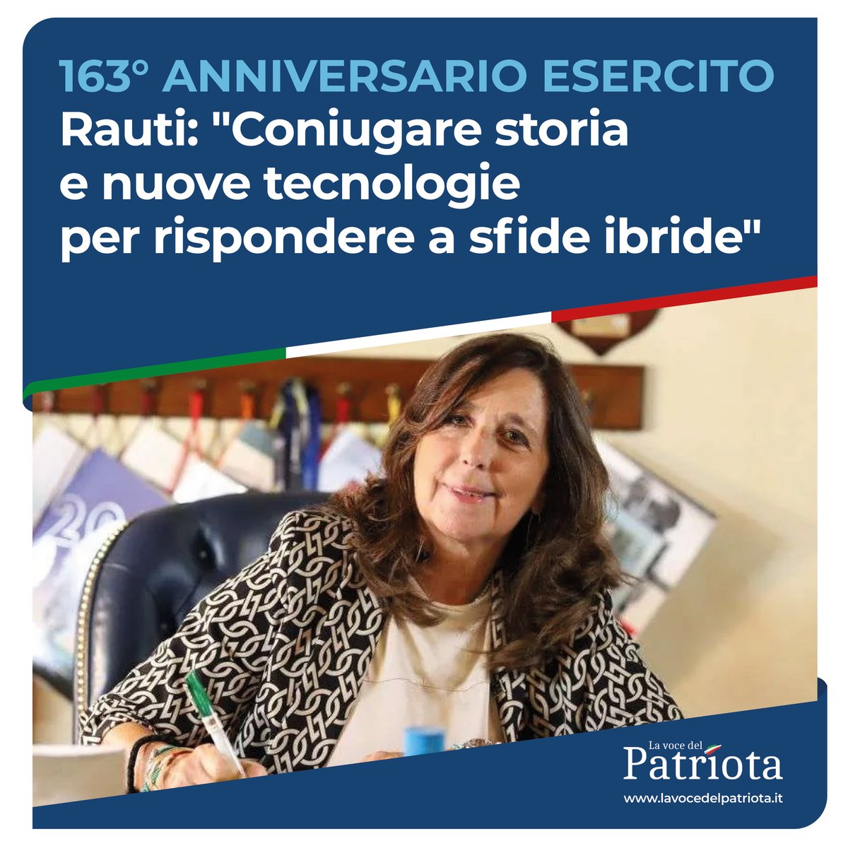 163° Anniversario Esercito, Rauti: “Coniugare storia e nuove tecnologie per rispondere a sfide ibride”
lavocedelpatriota.it/163-anniversar… via @vocedelpatriota 
#EsercitodegliItaliani #AlserviziodelPaese #163esercito #forzearmate 
@GuidoCrosetto @MinisteroDifesa @SM_Difesa @Esercito