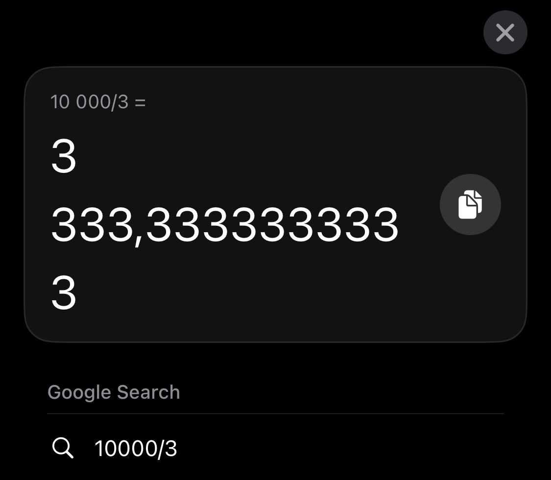 Enshittification is reaching critical levels..

(This is an attempt to use Apple’s iOS search as a calculator)