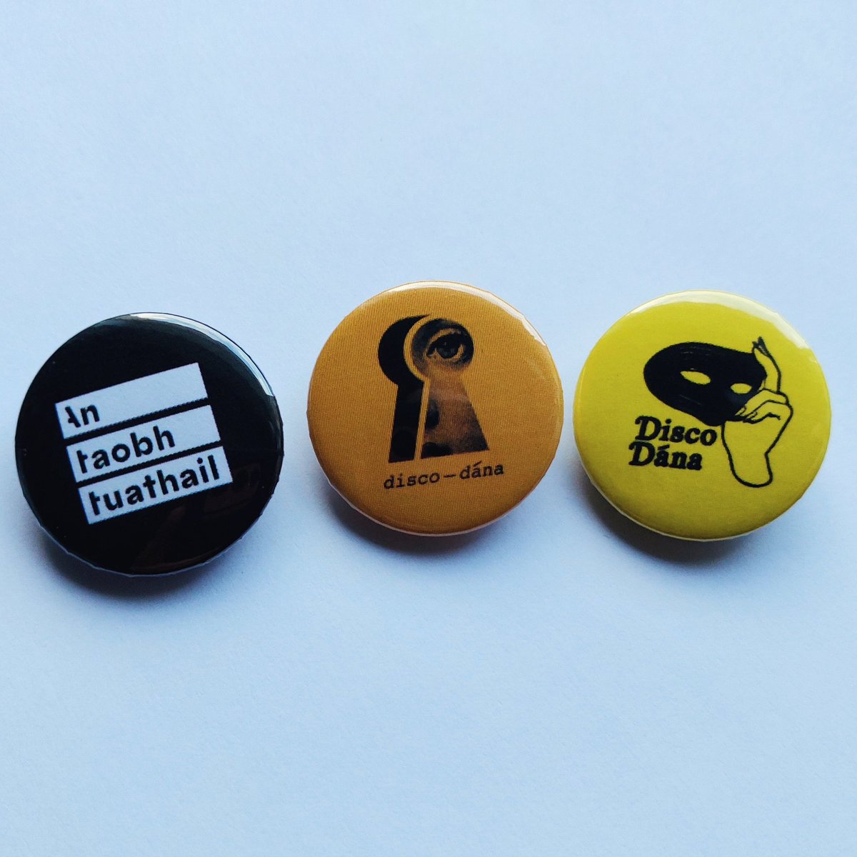 Badge perverts! Check out these striking new designs by Jon Averill , made by Klara at Spike Badges. Available at Disco Dána at Cuba, Gaillimh tonight (dóirse 22:00 - last few tix on eventbrite) & at next Disco Dána at @hensteethstudio on Friday 31st May.