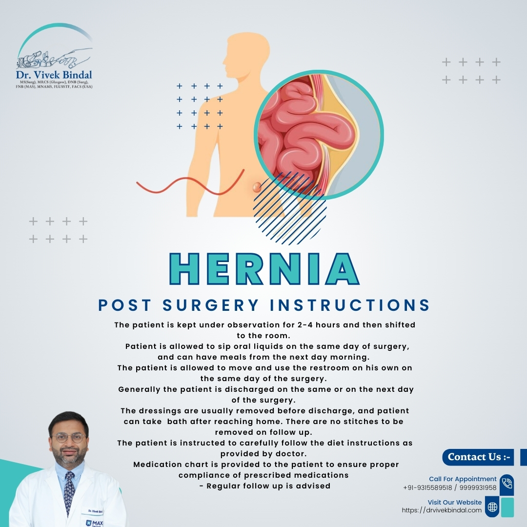 Hernia Post Surgery Instructions

#DrVivekBindal #HerniaExpert #HerniaSurgery #BestHerniaSurgeon #MinimalAccessSurgery #RoboticSurgery #MaxInstitute #HerniaAwareness #AbdominalHealth #Vaishali #Patparganj #Noida #HerniaCare #PrecisionSurgery #MedicalExpertise #HealthcareInDelhi