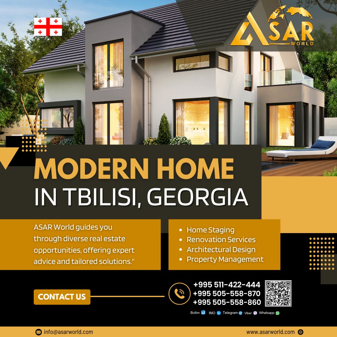 Experience the best of contemporary living in a modern home in Tbilisi. This vibrant city offers a unique blend of traditional charm and modern sophistication.
.
.
.
#ContemporaryDesign #RealEstateTbilisi #LuxuryLiving #HomeInTbilisi #CityLiving #asarworld