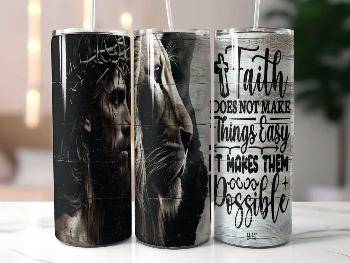 Faith Does Not Make Things Easy 20oz  Skinny Tumbler Wrap, Faith Tumbler PNG, Christian Tumbler Wrap,  Religious Sublimation DIGITAL Download etsy.me/4bijTdy #black  #inspirationalsaying #white #20oztumbler #tumblerwrap #tumblerdesigns  #tumblersublimation #jesustumbler