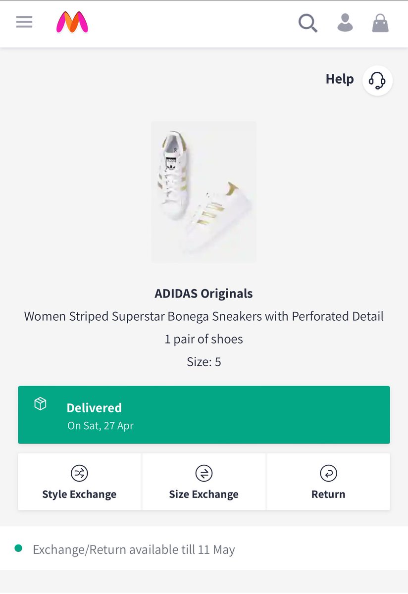 Had ordered the Adidas org superstars and instead a cheap+fake pair of shoes were delivered to me! Despite repeated complaints @myntra has not refunded my money despite them claiming to sell only Original+authentic products! Myntra is a #fraud plz dont purchase anything frm them.