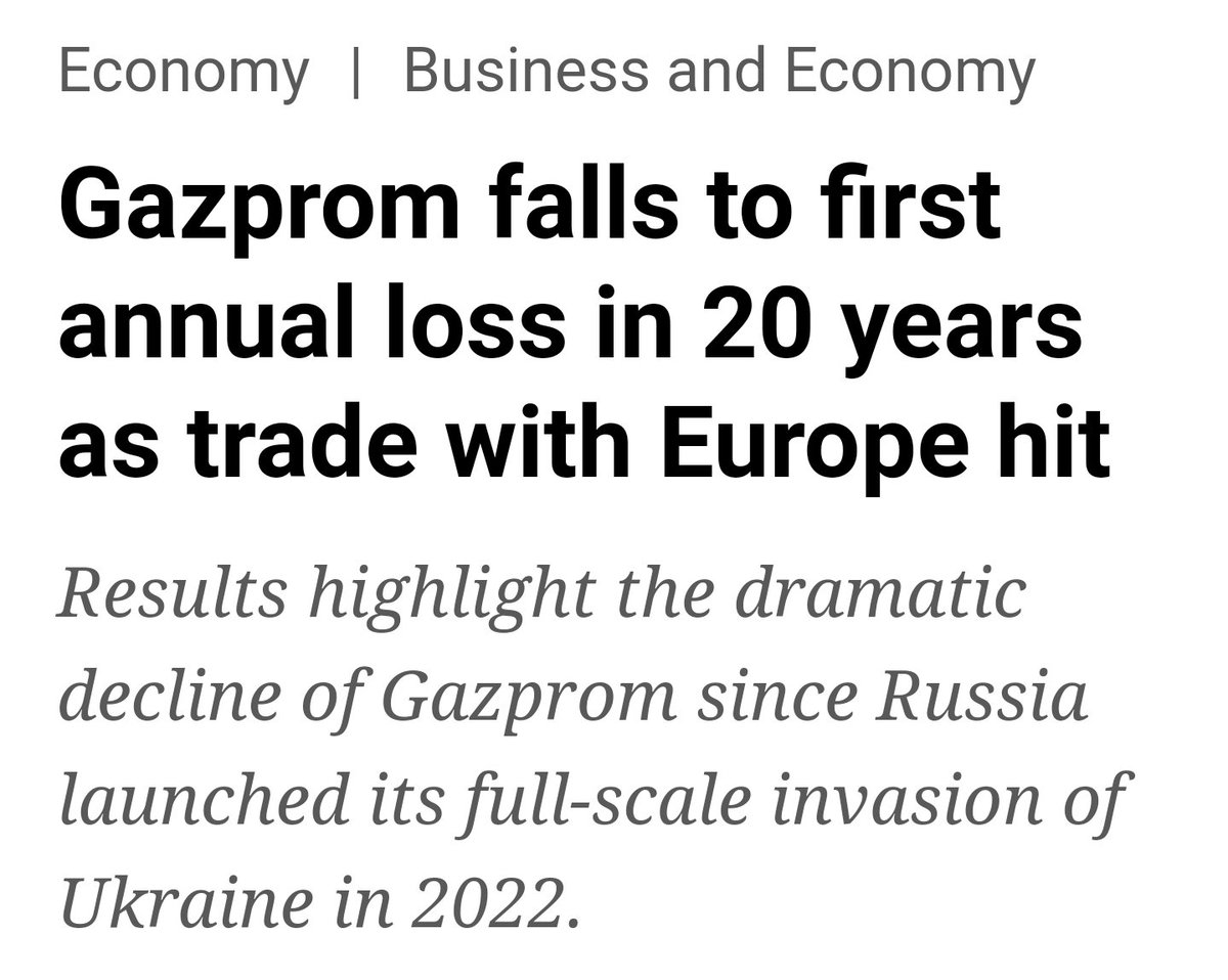 'Europe will freeze' episode 2891.

Gazprom's loss in 2023: $7bln